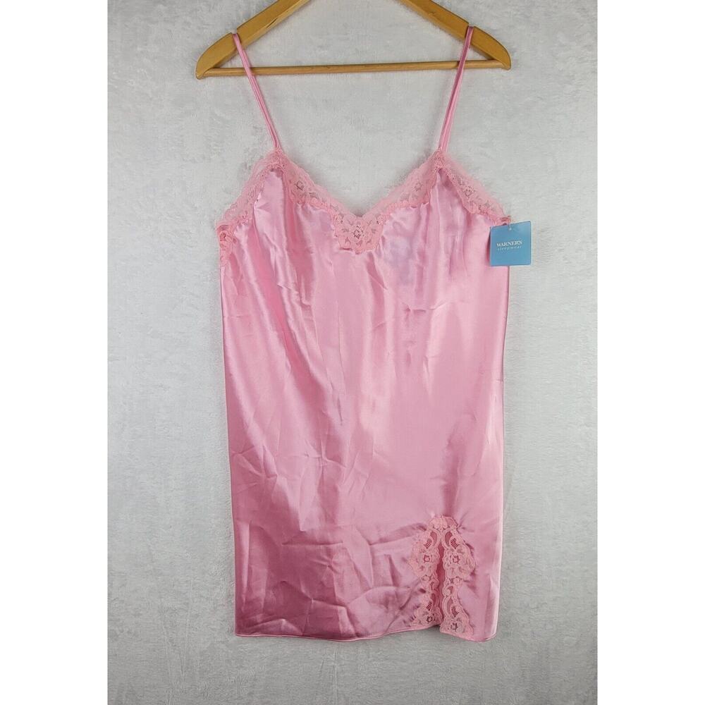 Slip Dress Babydoll Lingerie Sz Large Satin Pink Lace Romantic Coquette Fairy